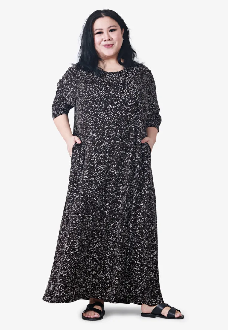 Juana Printed Soft Lounge Dress - Black Polka Dots