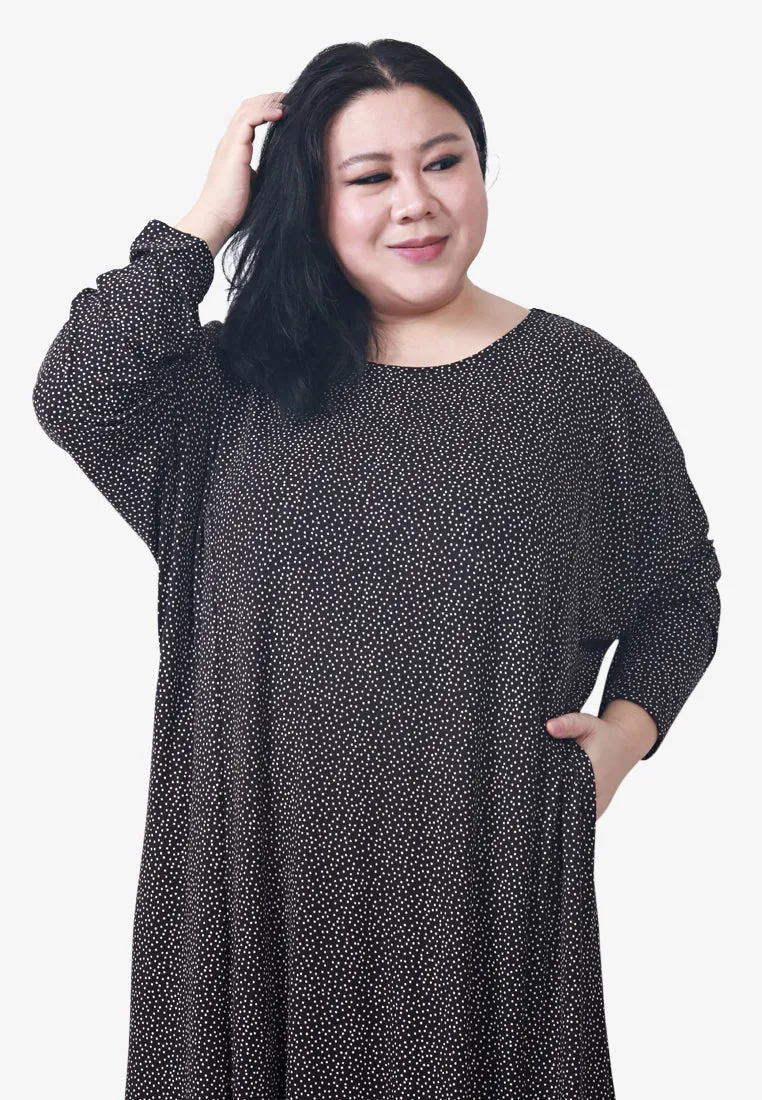 Juana Printed Soft Lounge Dress - Black Polka Dots
