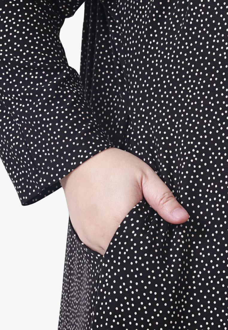 Juana Printed Soft Lounge Dress - Black Polka Dots
