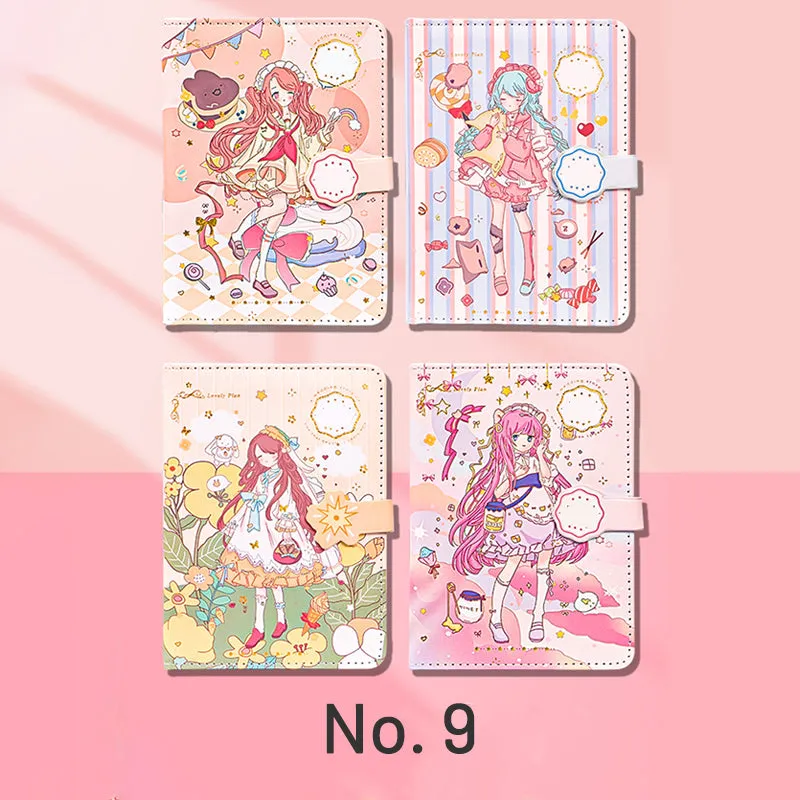 Kawaii Cartoon Girl Soft Cover Diary Notebook Set