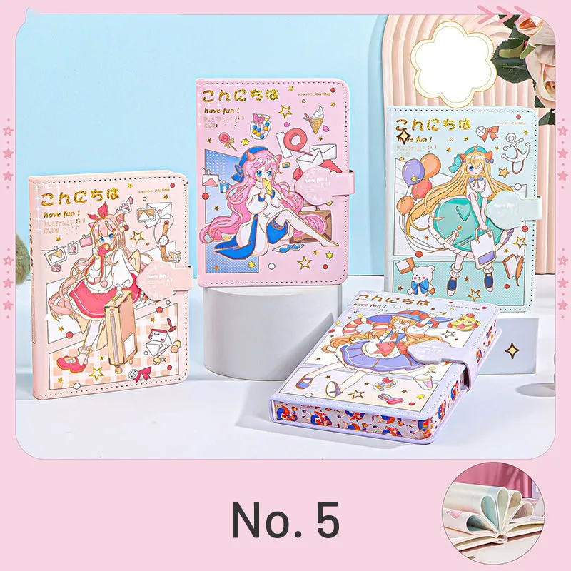 Kawaii Cartoon Girl Soft Cover Diary Notebook Set