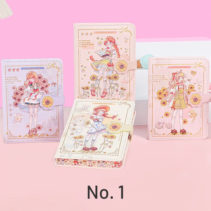 Kawaii Cartoon Girl Soft Cover Diary Notebook Set
