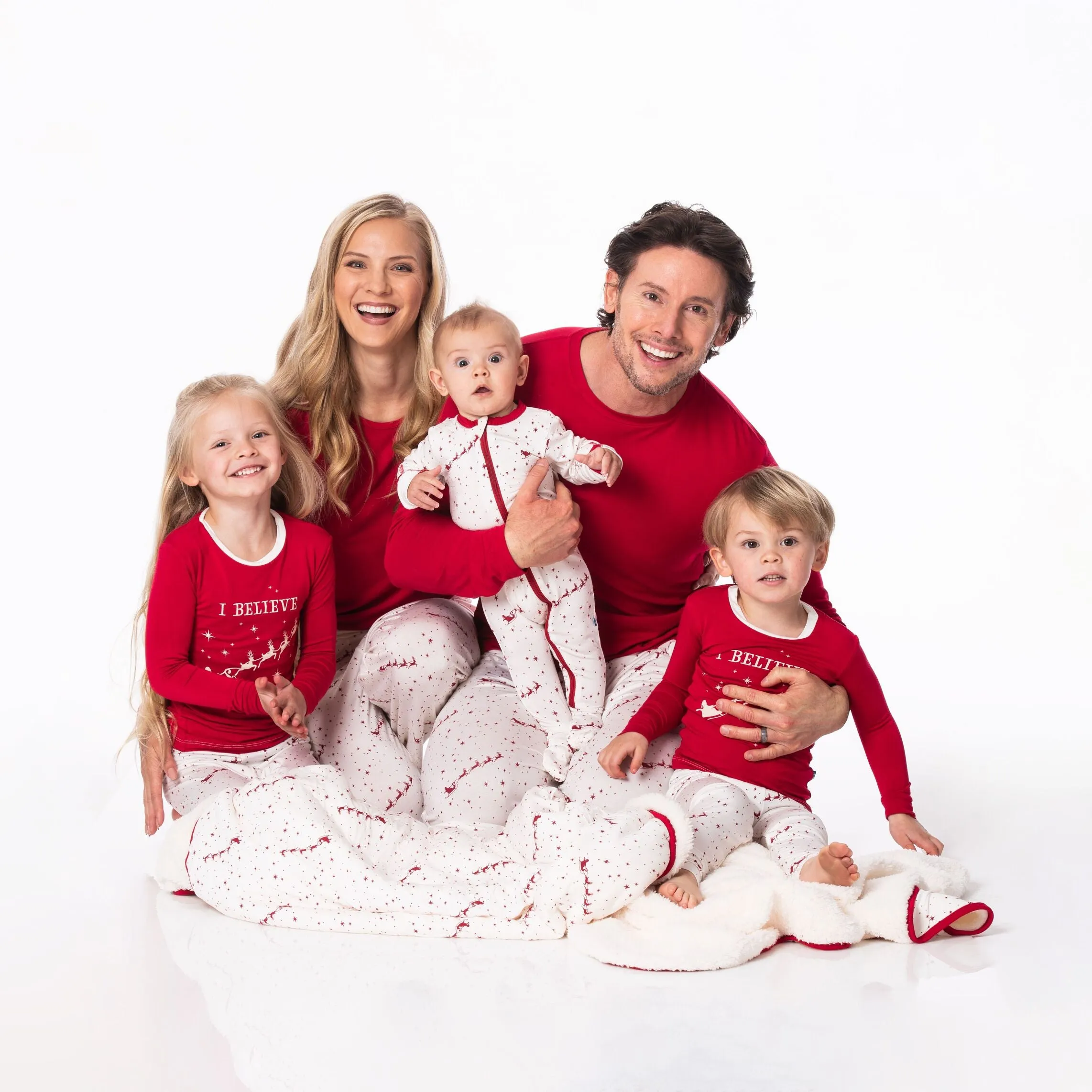 Kickee Pants Graphic Tee Pajama Set - Natural Flying Santa