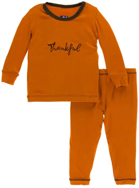 Kickee Pants Long Sleeve Pajama Set Harvest Thankful