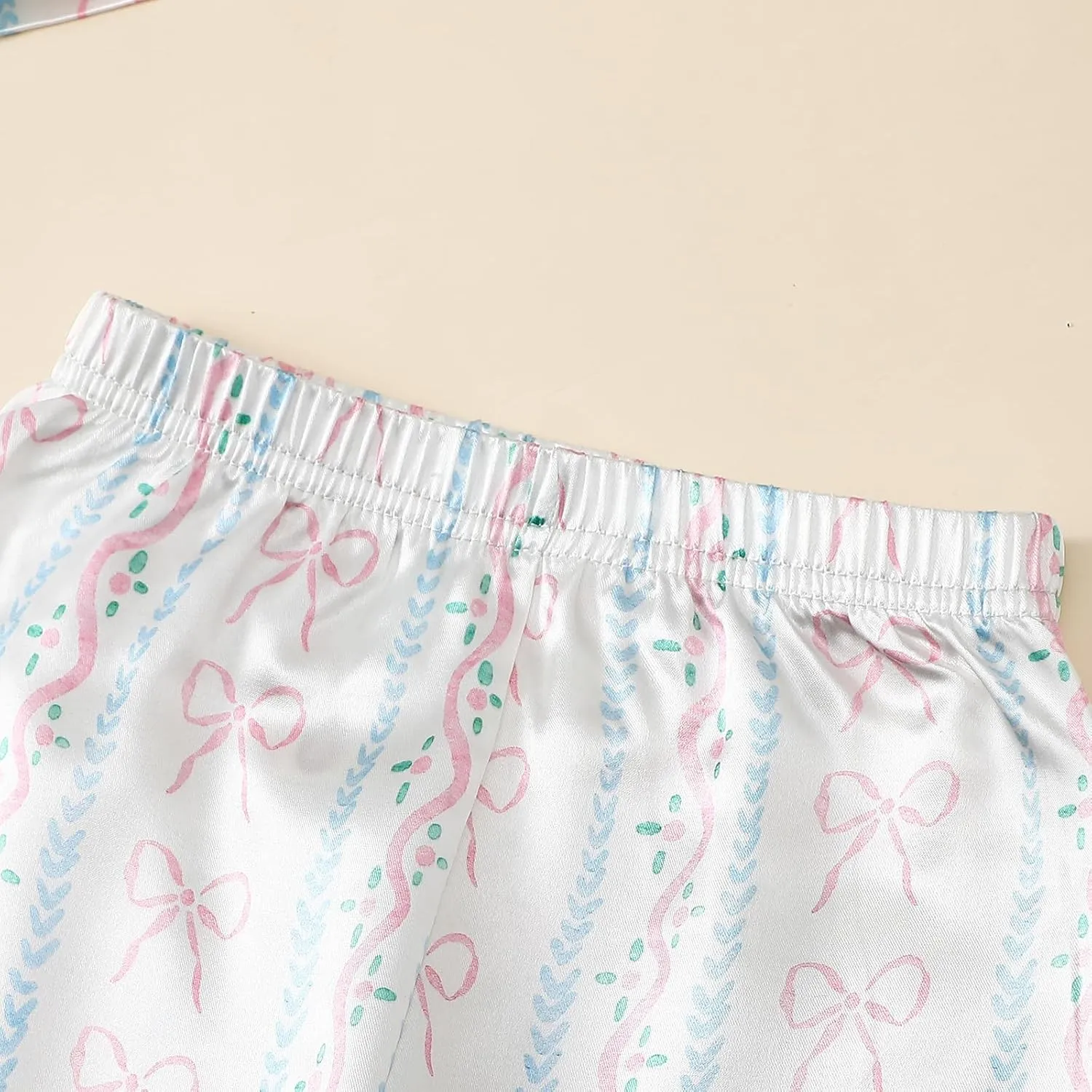 Kids Baby Girls Satin Pajamas Set Valentines Heart Print Pajamas Button Shirt Pj Pants Toddler 2 Piece Pjs Sleepwear