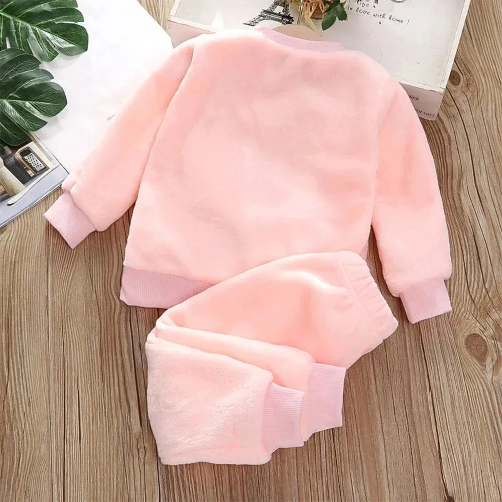 Kids Bear Leader Design Thick Coral Velvet Homewear Set