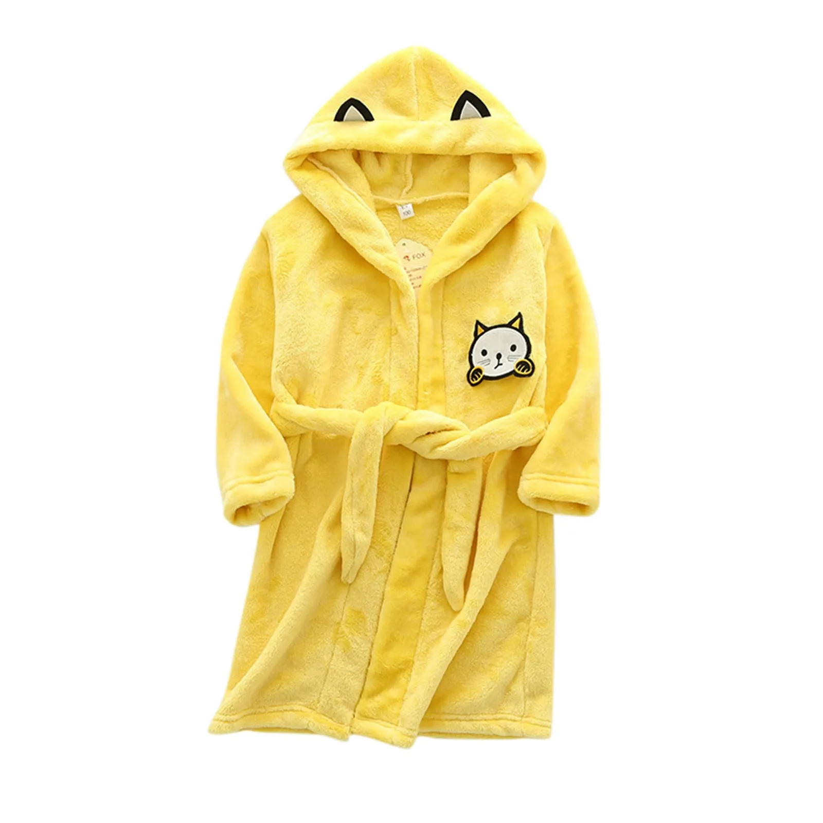 Kids Cute Cartoon Pattern Hooded Robes/Flannel Night-Robe