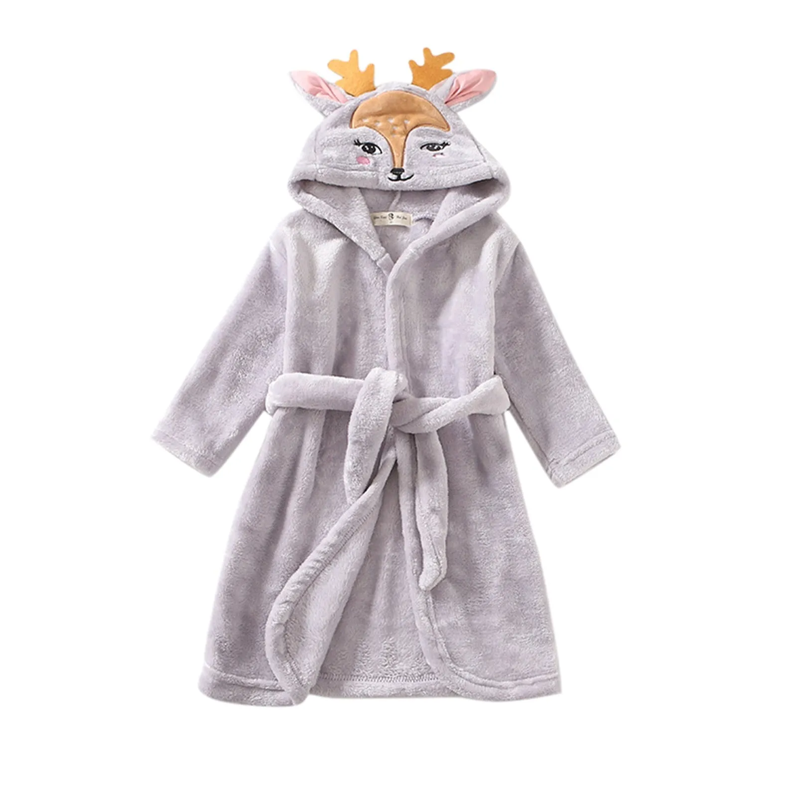 Kids Cute Cartoon Pattern Hooded Robes/Flannel Night-Robe