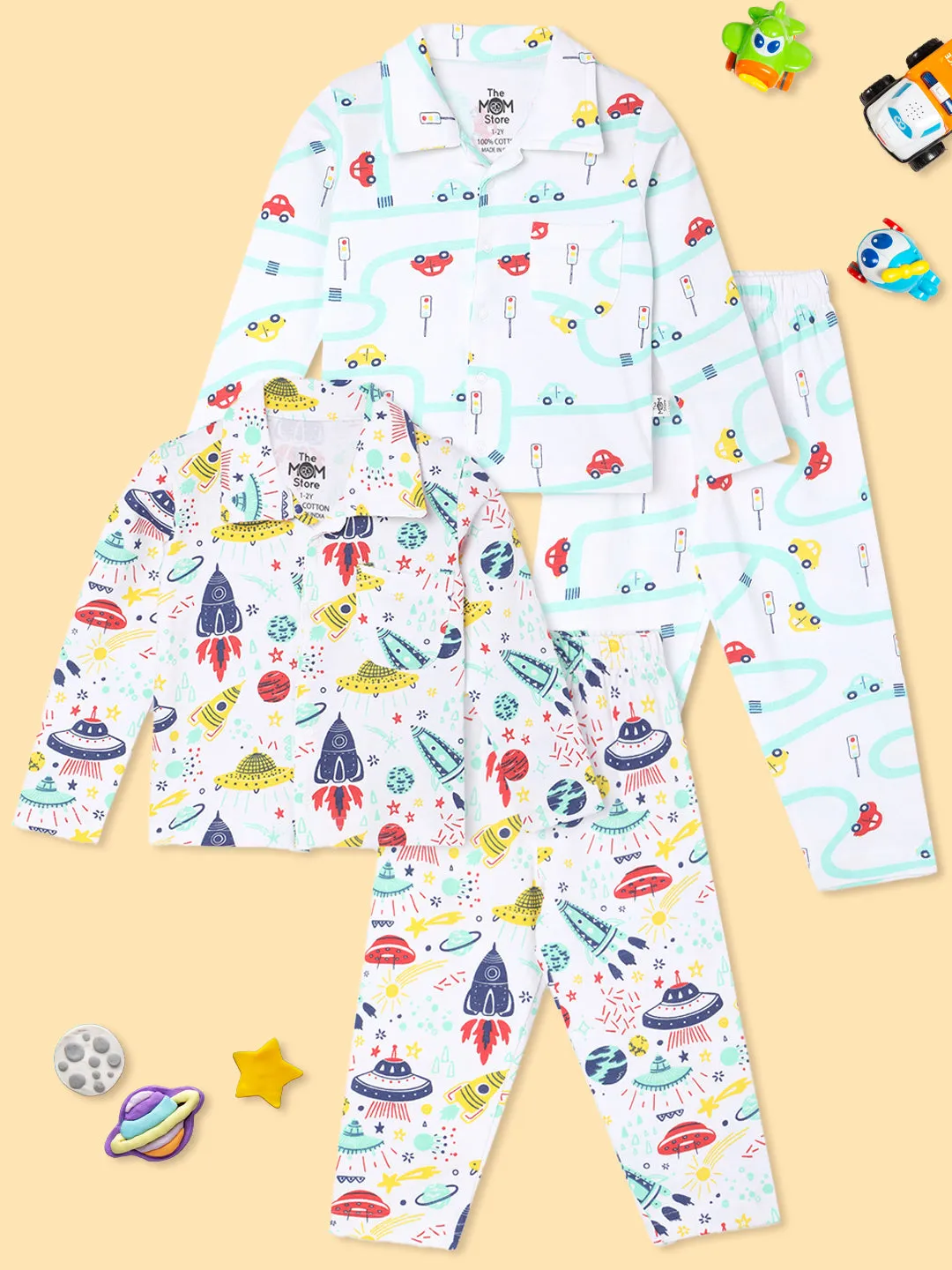 Kids Pajama Set Combo of 2- City Drive & Tour to the Space