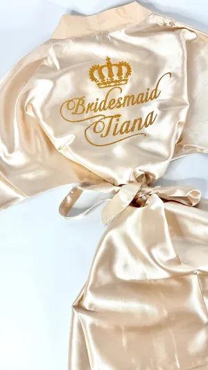 Kids | Personalised Satin Robes | Champagne