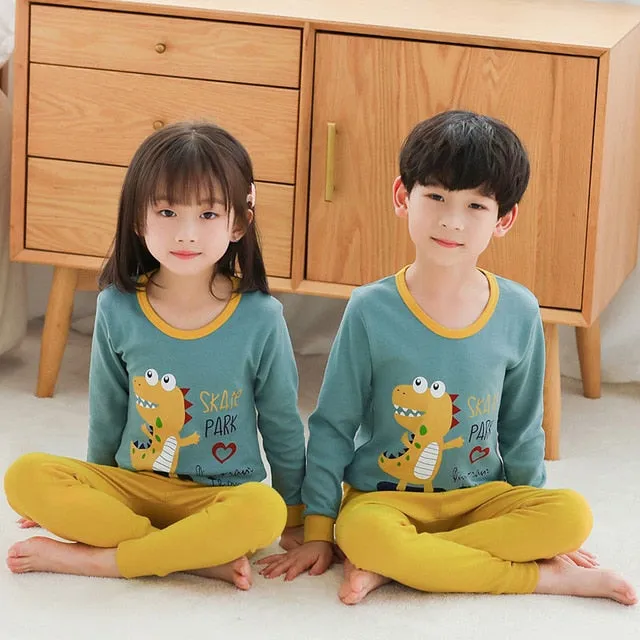 Kids Sleepwear baby girl spring cotton sets boys Homewear Pajamas children Pyjamas Kids Nightwear 2-13Y unisex teenage clothes