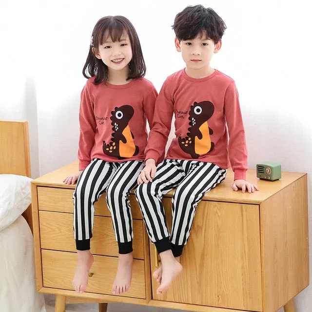 Kids Sleepwear baby girl spring cotton sets boys Homewear Pajamas children Pyjamas Kids Nightwear 2-13Y unisex teenage clothes
