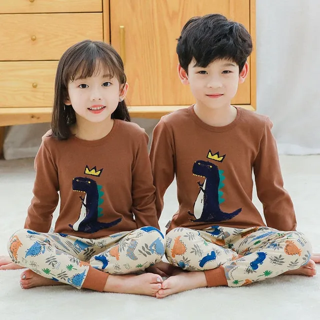 Kids Sleepwear baby girl spring cotton sets boys Homewear Pajamas children Pyjamas Kids Nightwear 2-13Y unisex teenage clothes
