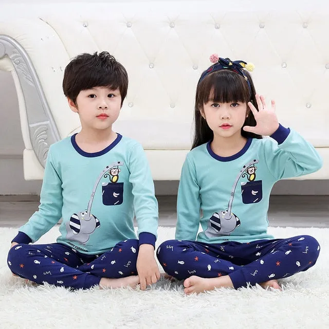 Kids Sleepwear baby girl spring cotton sets boys Homewear Pajamas children Pyjamas Kids Nightwear 2-13Y unisex teenage clothes