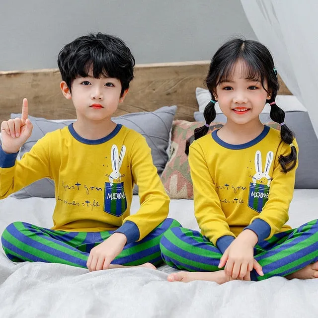 Kids Sleepwear baby girl spring cotton sets boys Homewear Pajamas children Pyjamas Kids Nightwear 2-13Y unisex teenage clothes