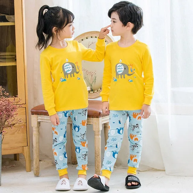 Kids Sleepwear baby girl spring cotton sets boys Homewear Pajamas children Pyjamas Kids Nightwear 2-13Y unisex teenage clothes