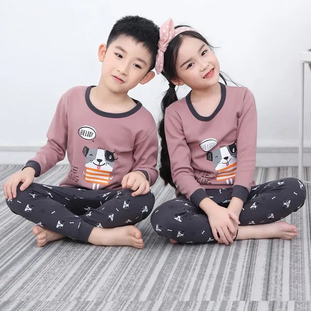 Kids Sleepwear baby girl spring cotton sets boys Homewear Pajamas children Pyjamas Kids Nightwear 2-13Y unisex teenage clothes