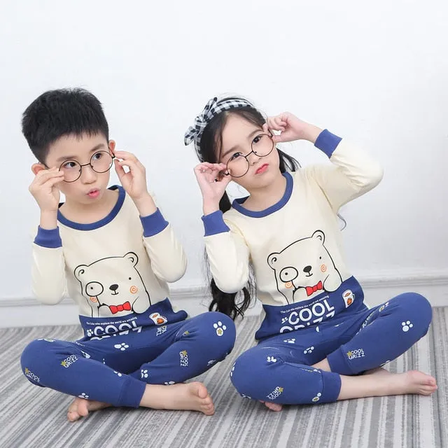 Kids Sleepwear baby girl spring cotton sets boys Homewear Pajamas children Pyjamas Kids Nightwear 2-13Y unisex teenage clothes