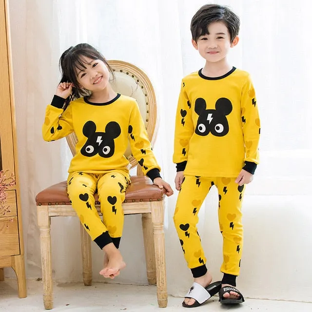 Kids Sleepwear baby girl spring cotton sets boys Homewear Pajamas children Pyjamas Kids Nightwear 2-13Y unisex teenage clothes