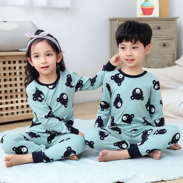 Kids Sleepwear baby girl spring cotton sets boys Homewear Pajamas children Pyjamas Kids Nightwear 2-13Y unisex teenage clothes
