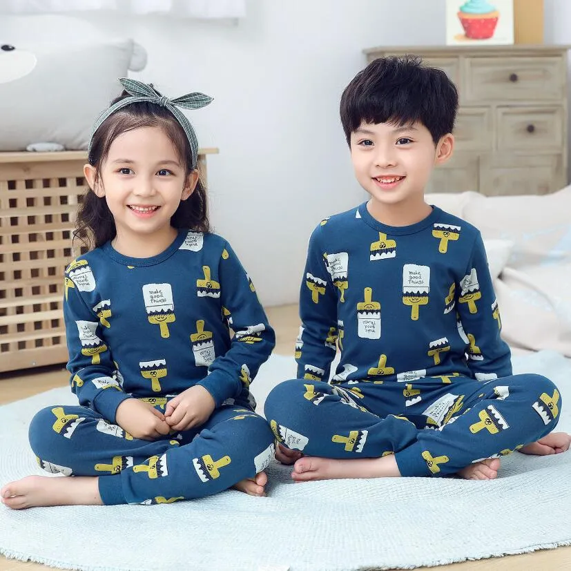 Kids Sleepwear baby girl spring cotton sets boys Homewear Pajamas children Pyjamas Kids Nightwear 2-13Y unisex teenage clothes