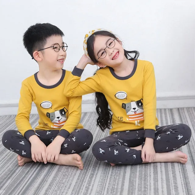 Kids Sleepwear baby girl spring cotton sets boys Homewear Pajamas children Pyjamas Kids Nightwear 2-13Y unisex teenage clothes
