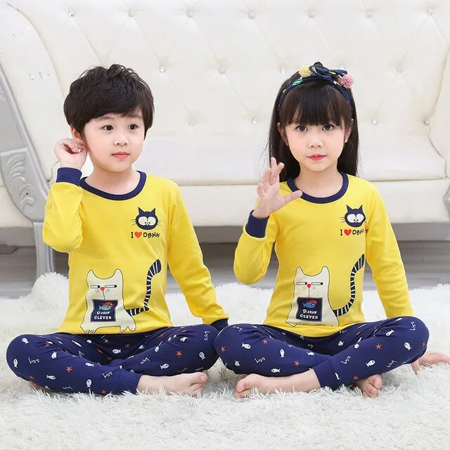 Kids Sleepwear baby girl spring cotton sets boys Homewear Pajamas children Pyjamas Kids Nightwear 2-13Y unisex teenage clothes