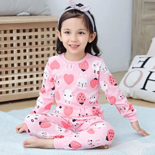 Kids Sleepwear baby girl spring cotton sets boys Homewear Pajamas children Pyjamas Kids Nightwear 2-13Y unisex teenage clothes