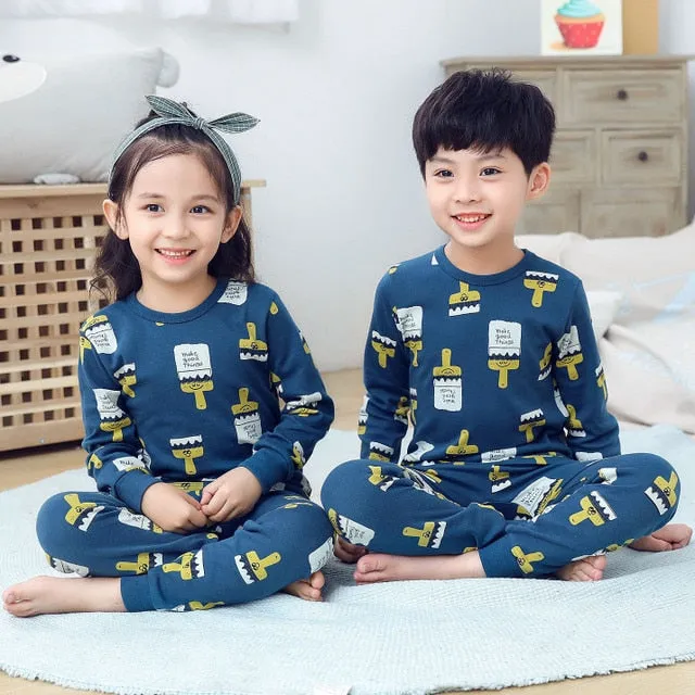Kids Sleepwear baby girl spring cotton sets boys Homewear Pajamas children Pyjamas Kids Nightwear 2-13Y unisex teenage clothes