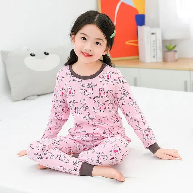 Kids Sleepwear baby girl spring cotton sets boys Homewear Pajamas children Pyjamas Kids Nightwear 2-13Y unisex teenage clothes