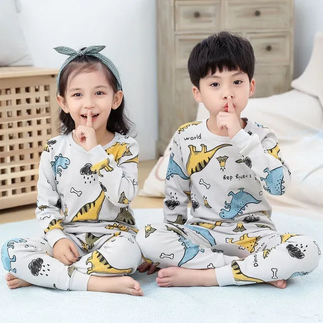 Kids Sleepwear baby girl spring cotton sets boys Homewear Pajamas children Pyjamas Kids Nightwear 2-13Y unisex teenage clothes