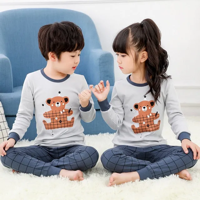 Kids Sleepwear baby girl spring cotton sets boys Homewear Pajamas children Pyjamas Kids Nightwear 2-13Y unisex teenage clothes