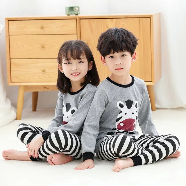 Kids Sleepwear baby girl spring cotton sets boys Homewear Pajamas children Pyjamas Kids Nightwear 2-13Y unisex teenage clothes