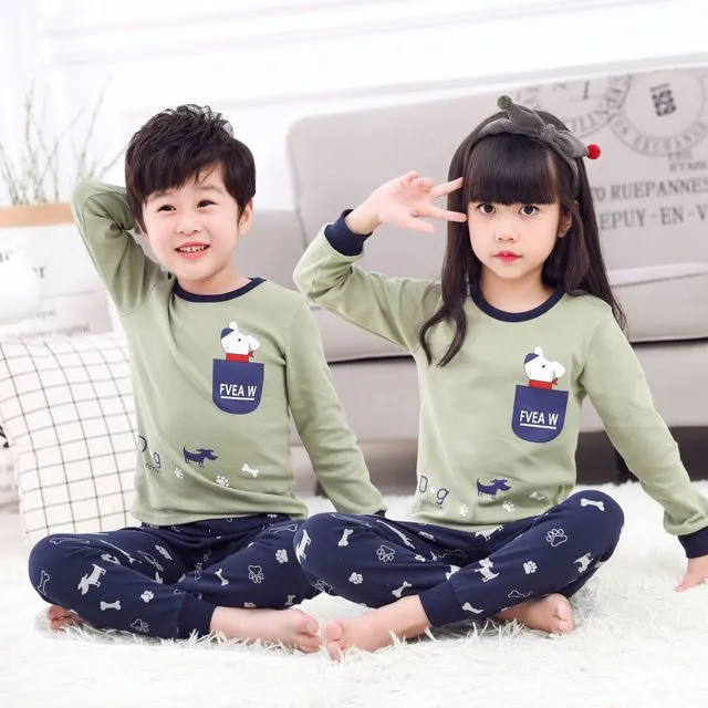 Kids Sleepwear baby girl spring cotton sets boys Homewear Pajamas children Pyjamas Kids Nightwear 2-13Y unisex teenage clothes