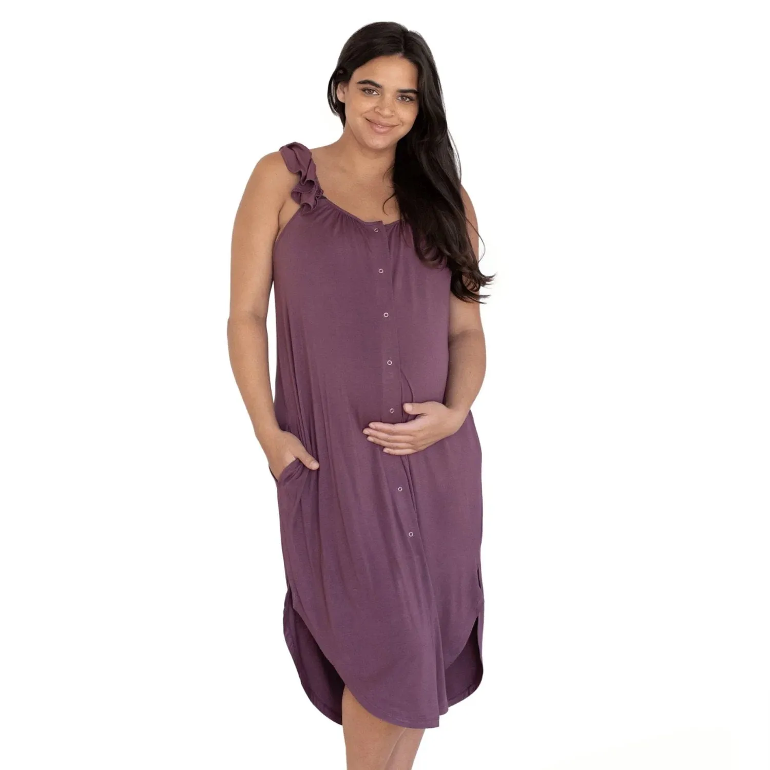 Kindred Bravely Ruffle Strap Labor & Delivery Gown