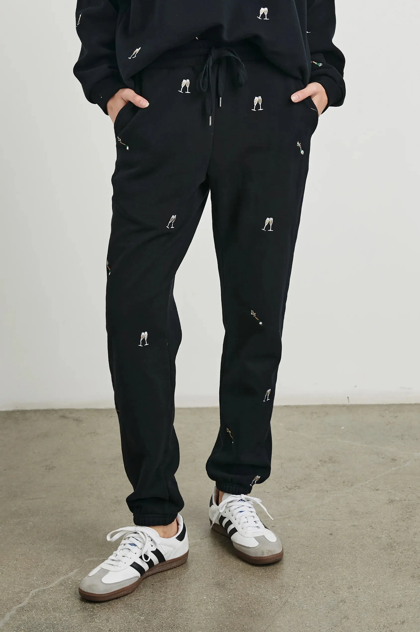 Kingston Pants - Black Champagne Embroidery