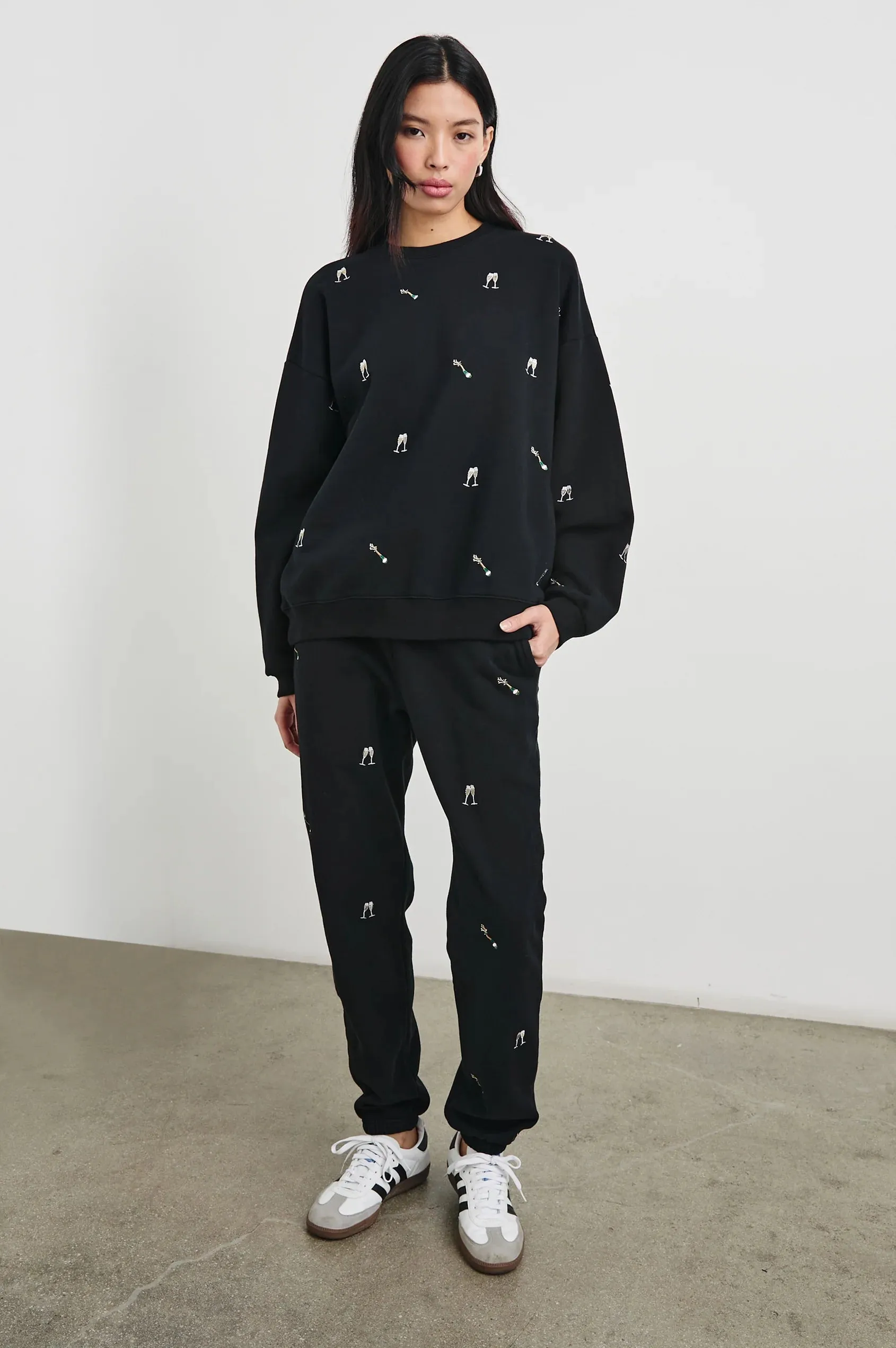 Kingston Pants - Black Champagne Embroidery