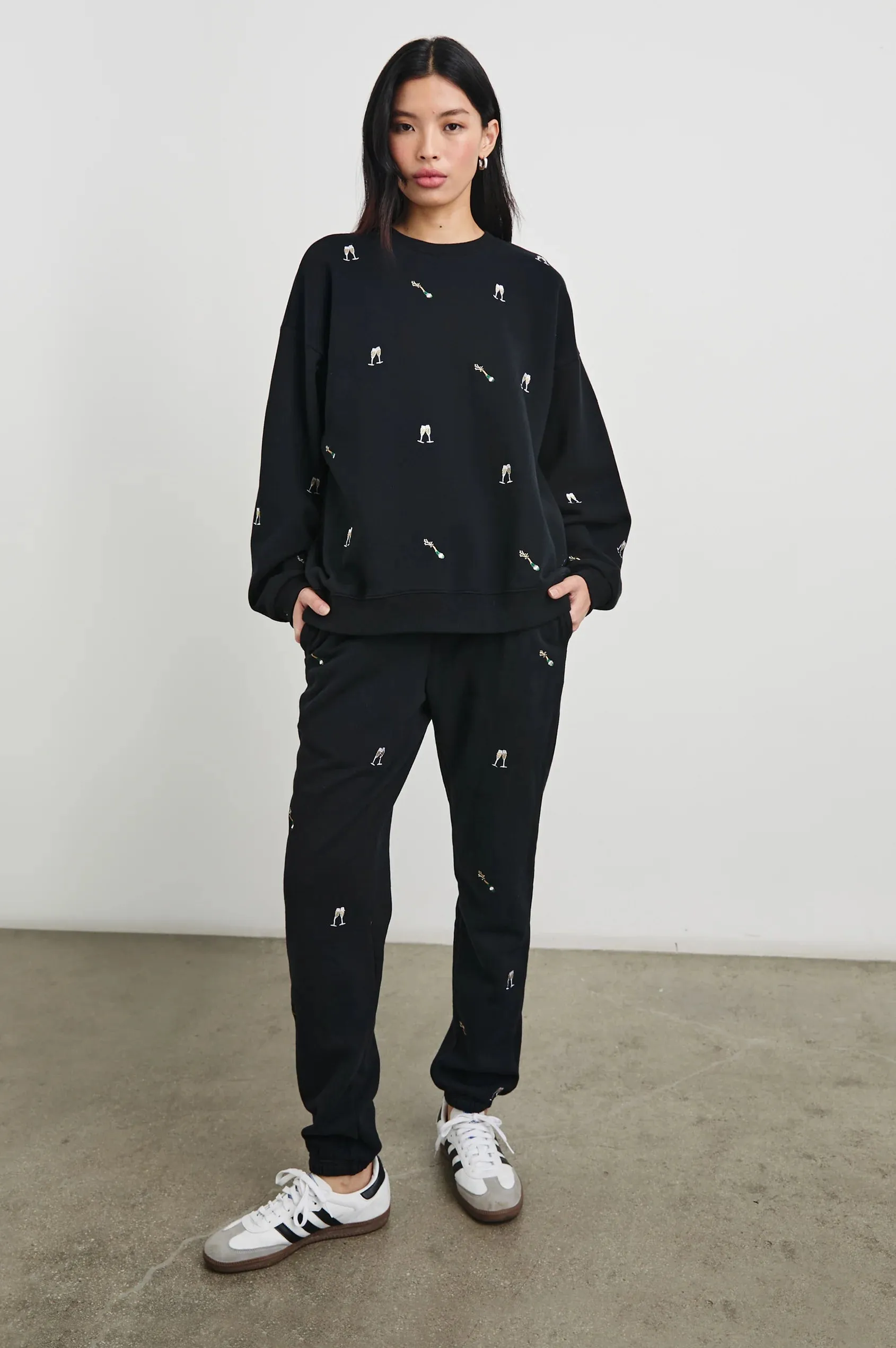 Kingston Pants - Black Champagne Embroidery