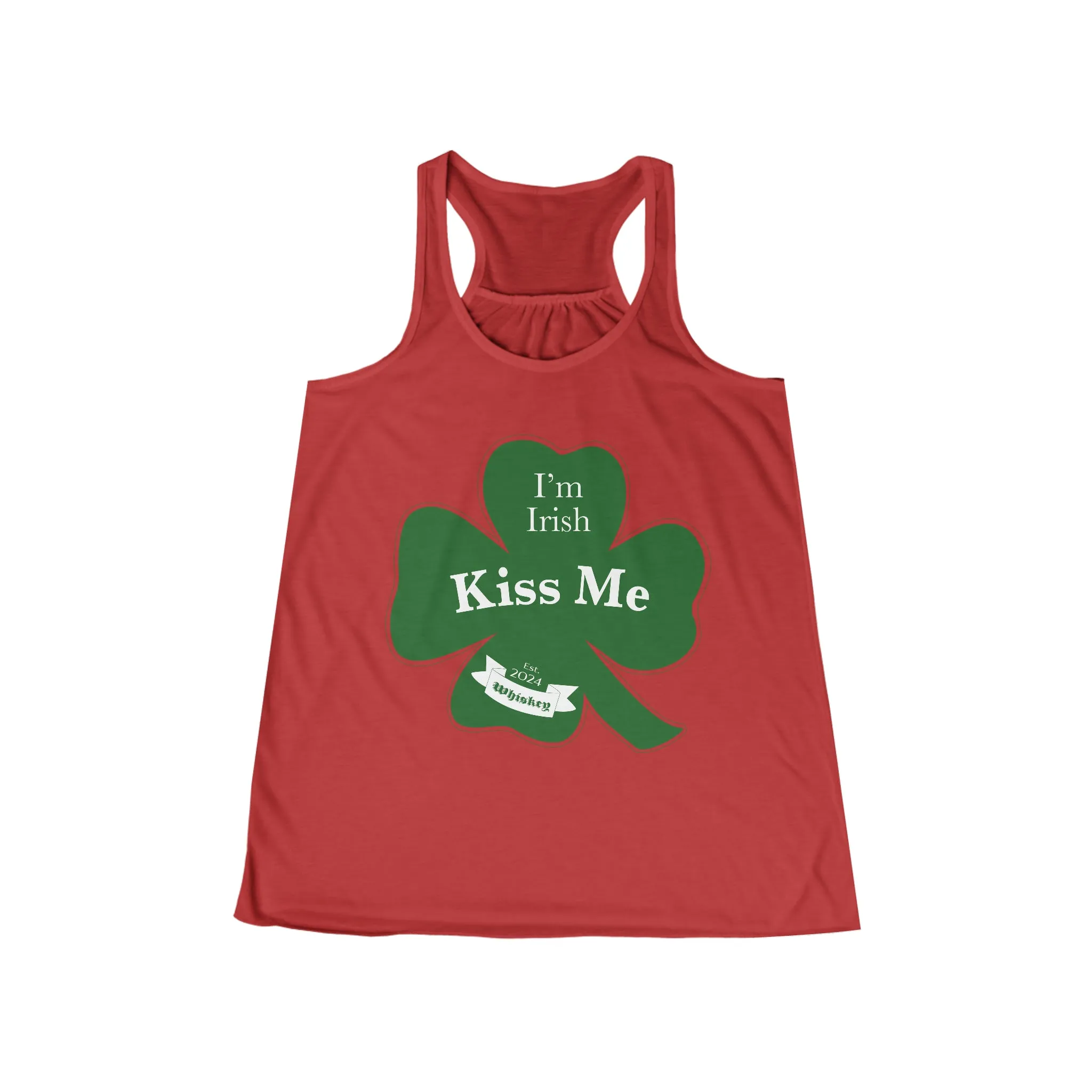 Kiss Me Im Irish Feeling Lucky Women's Flowy Racerback Tank