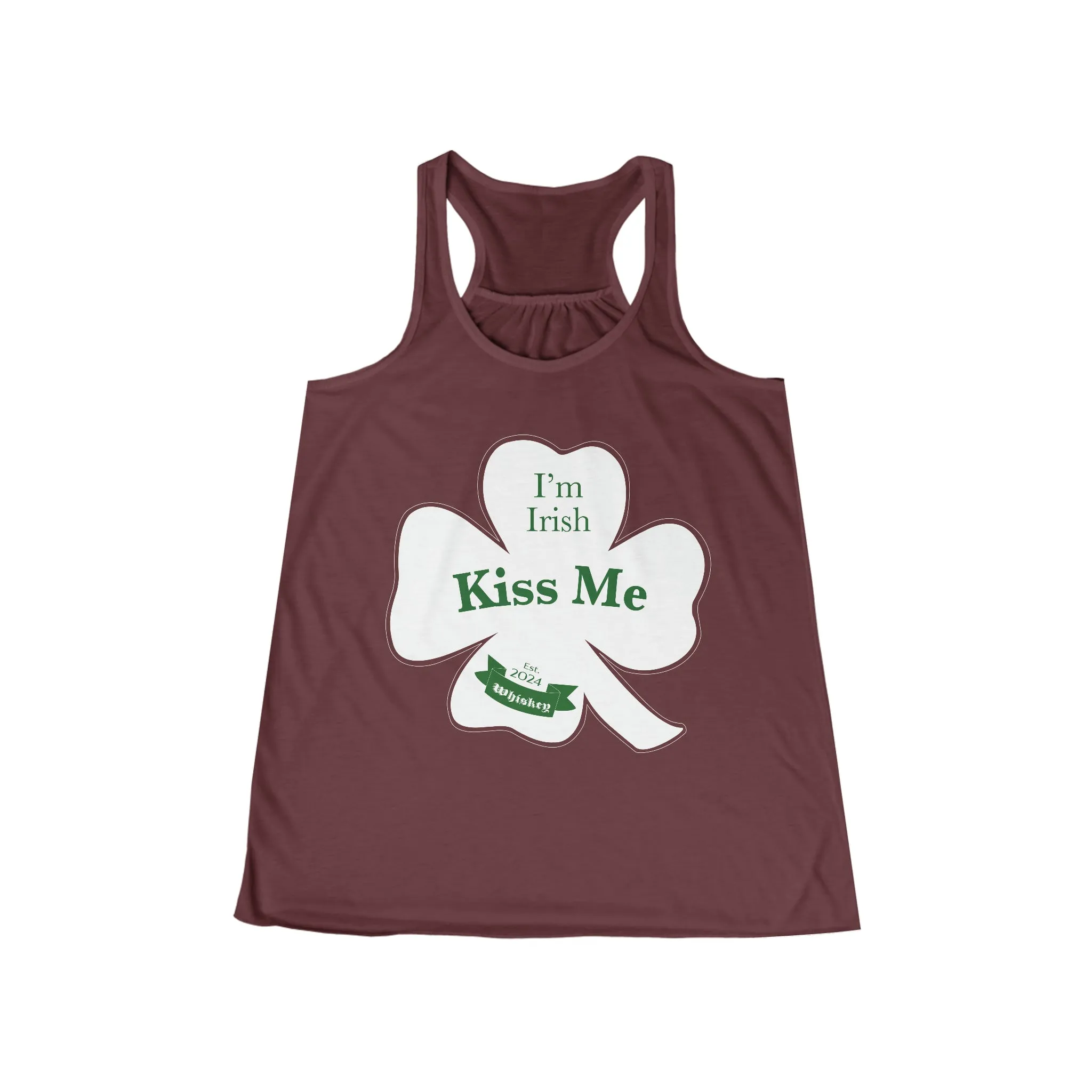Kiss Me Im Irish Feeling Lucky Women's Flowy Racerback Tank