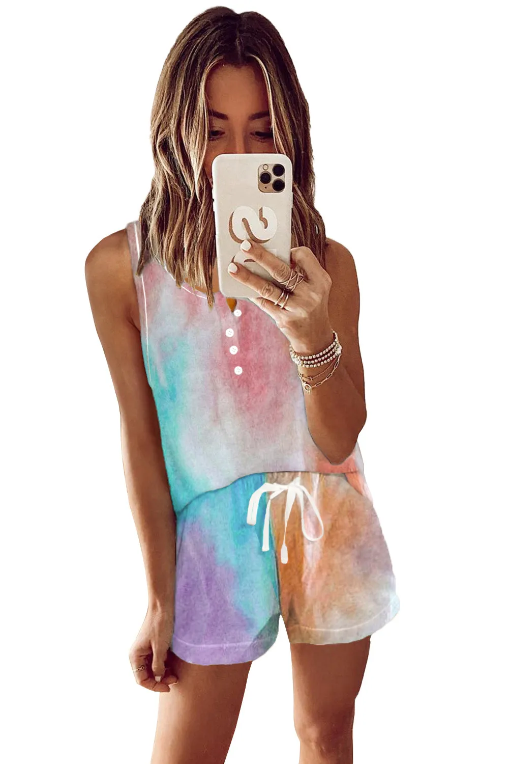 Knit Sleeveless Shorts Pajamas Set