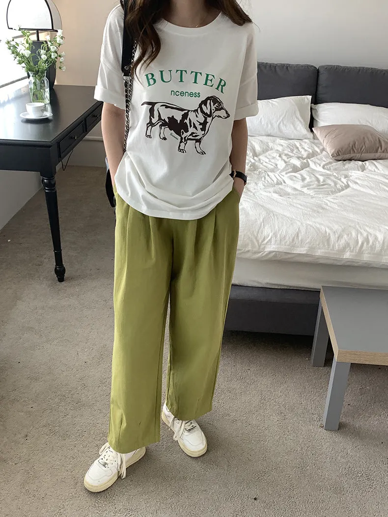 [Korean Style] 2 Color Cinched Waist Pleated Trousers