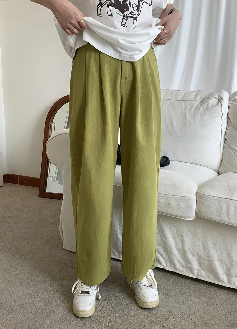 [Korean Style] 2 Color Cinched Waist Pleated Trousers