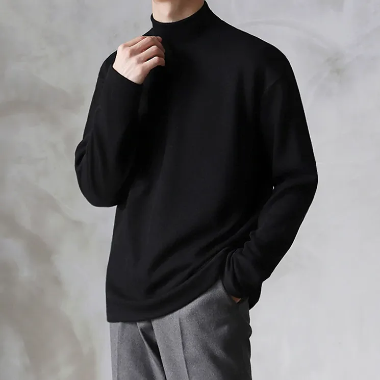 [Korean Style] 3 Color Jersey Turtleneck Sweater