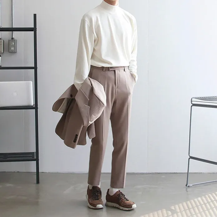 [Korean Style] 3 Color Jersey Turtleneck Sweater