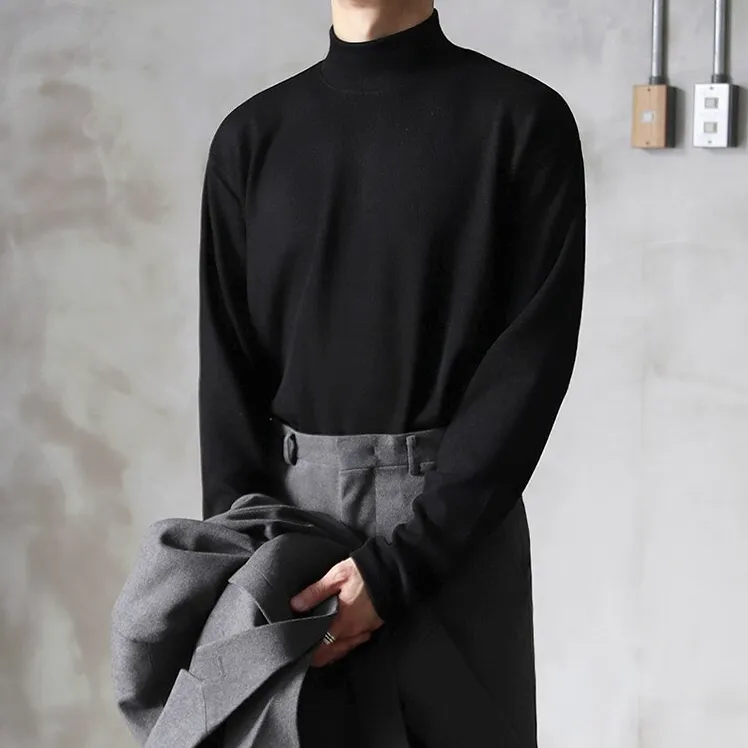 [Korean Style] 3 Color Jersey Turtleneck Sweater