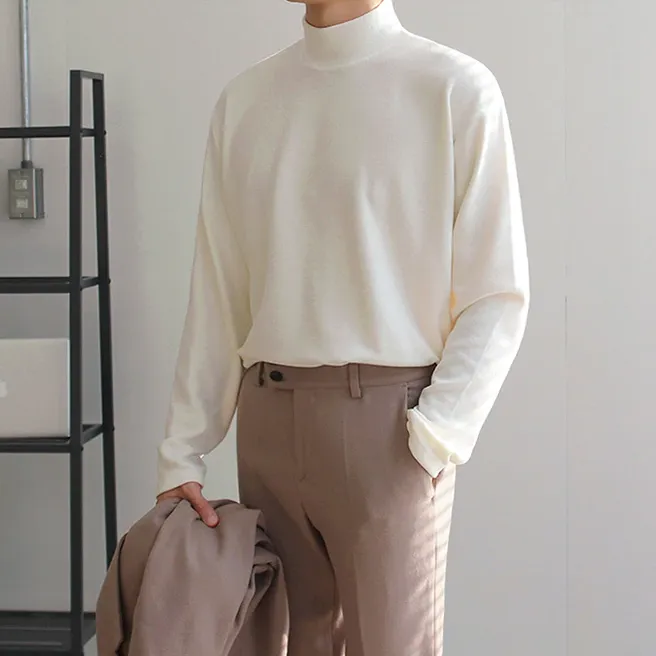 [Korean Style] 3 Color Jersey Turtleneck Sweater