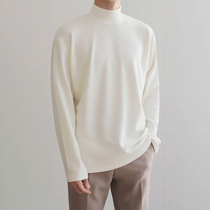 [Korean Style] 3 Color Jersey Turtleneck Sweater