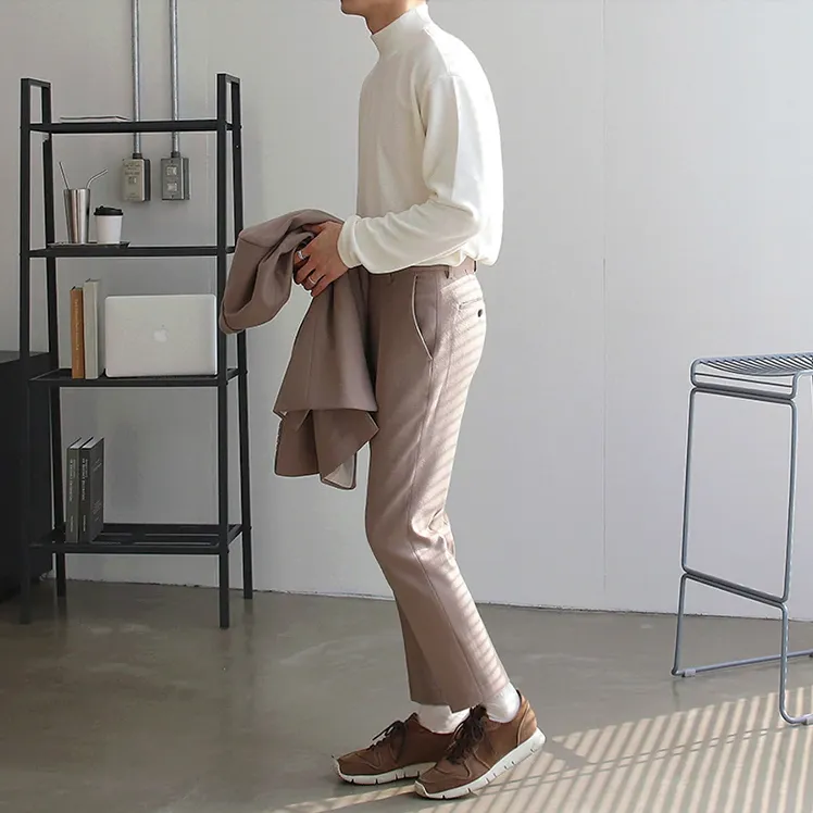 [Korean Style] 3 Color Jersey Turtleneck Sweater