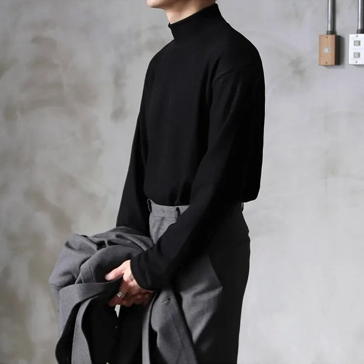 [Korean Style] 3 Color Jersey Turtleneck Sweater